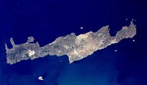 satellite image of crete