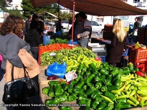 laiki street market in haraklion crete greece